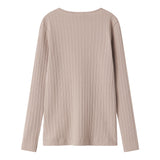 Beige pointelle bluse med lange ærmer til børn