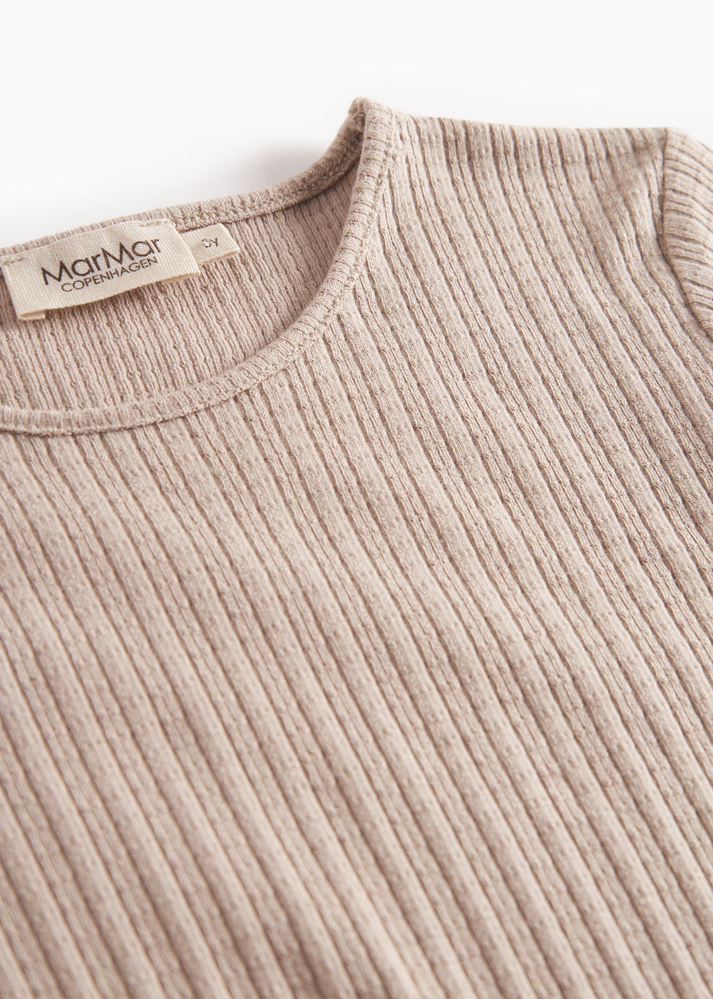 Beige pointelle bluse med lange ærmer til børn