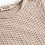 Beige pointelle bluse med lange ærmer til børn