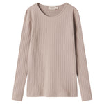 Beige pointelle bluse med lange ærmer til børn