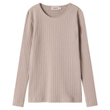 Beige pointelle bluse med lange ærmer til børn