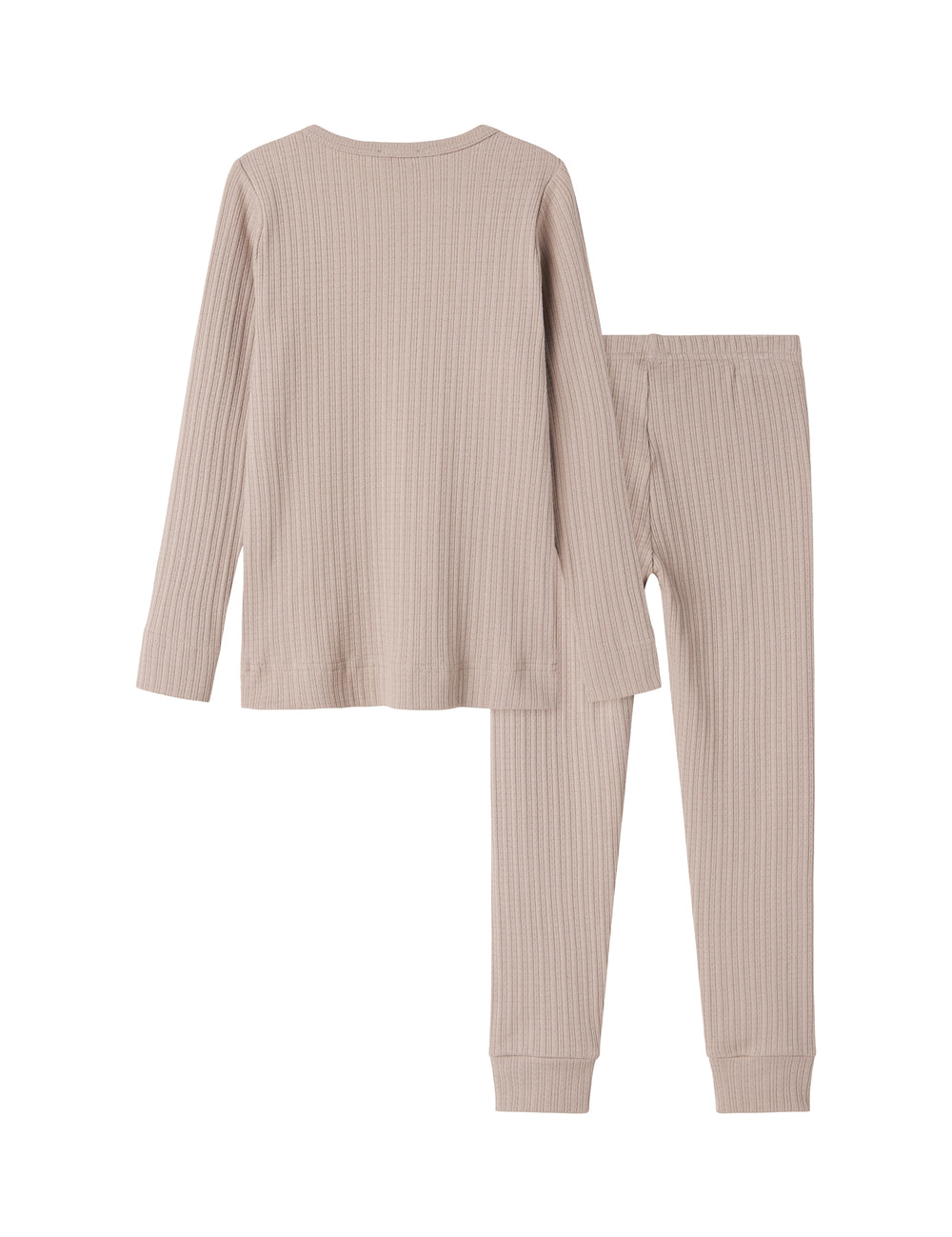 Beige pointelle nattøj med langærmet bluse og leggings til børn