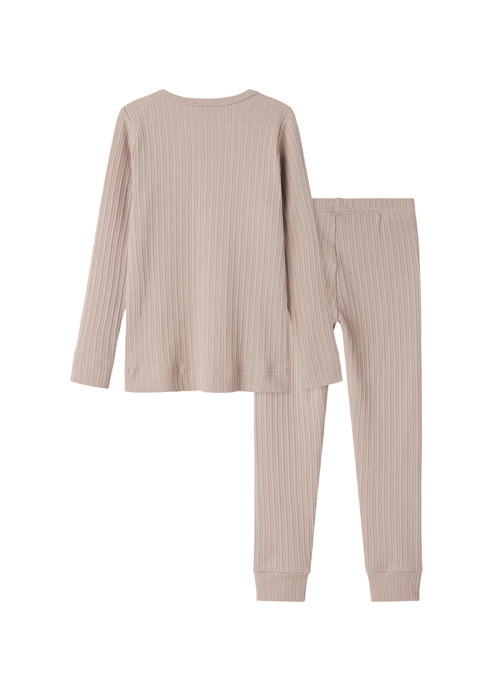 Beige pointelle nattøj med langærmet bluse og leggings til børn