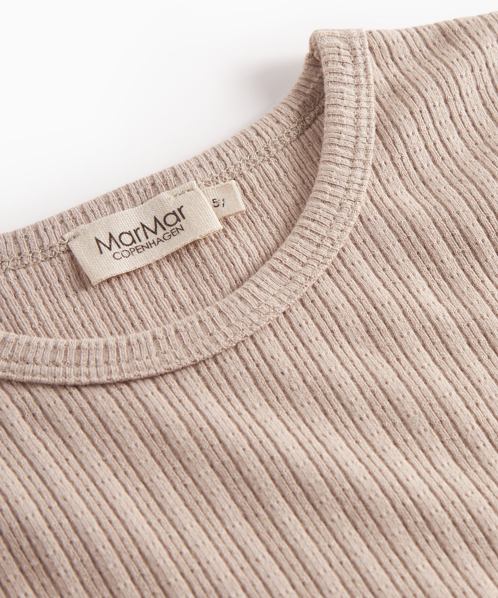 Beige pointelle nattøj - langærmet bluse