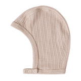 Beige ribstrikket elefanthue til børn