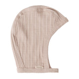 Beige ribstrikket elefanthue til børn