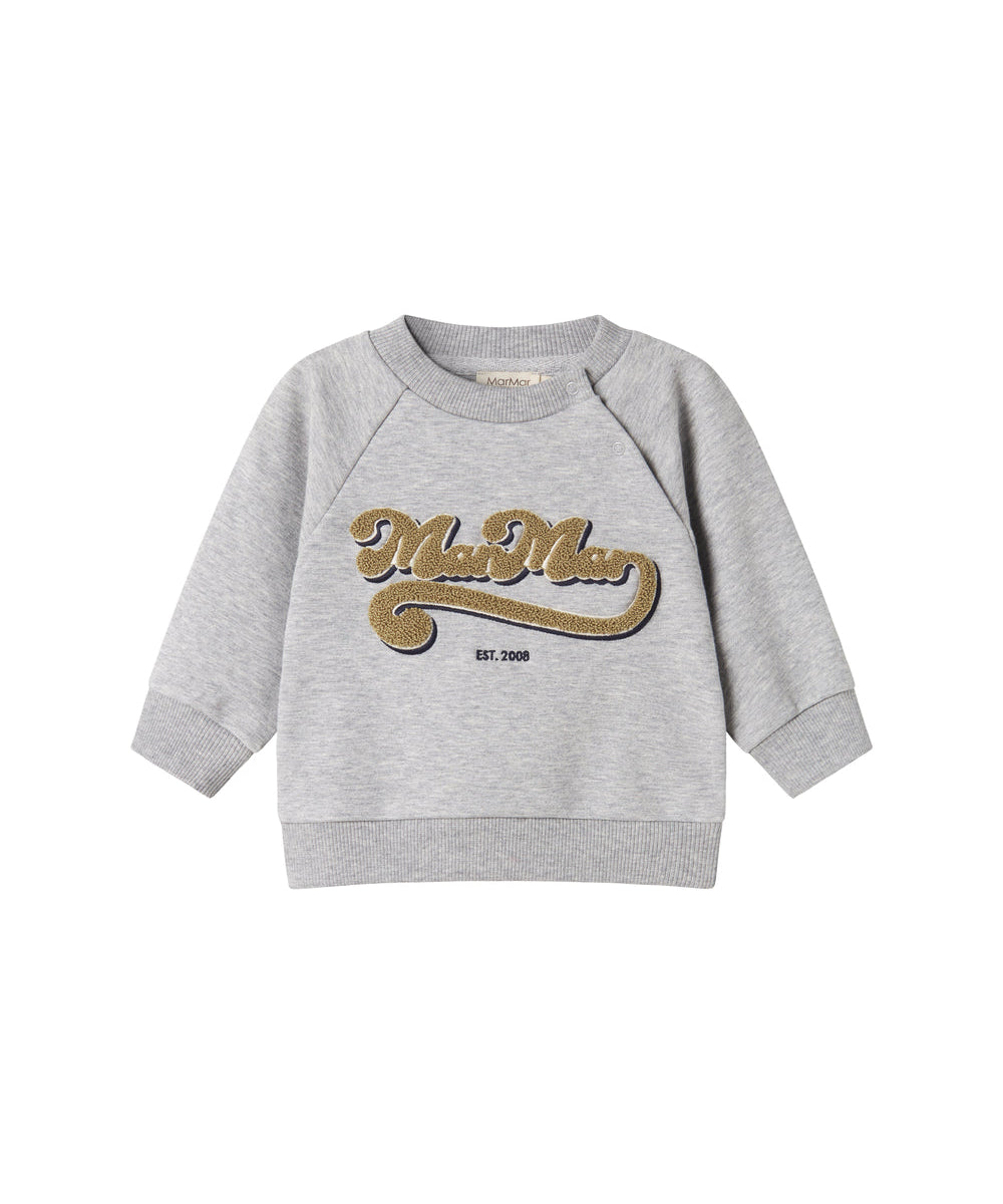 Grå sweatshirt til børn med guld broderet logo foran