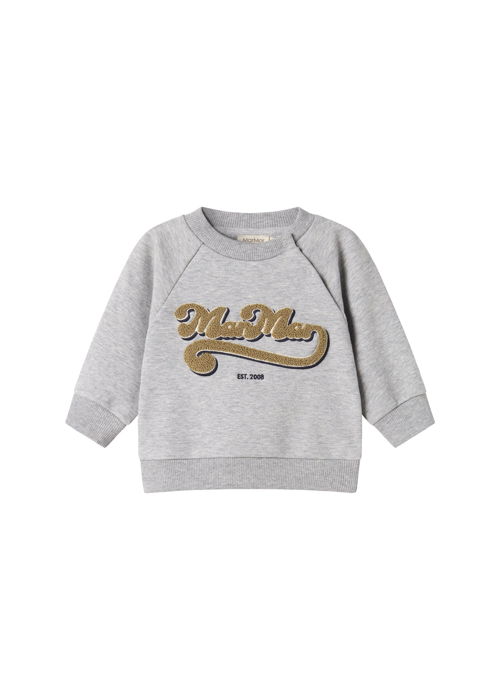 Grå sweatshirt til børn med guld broderet logo foran