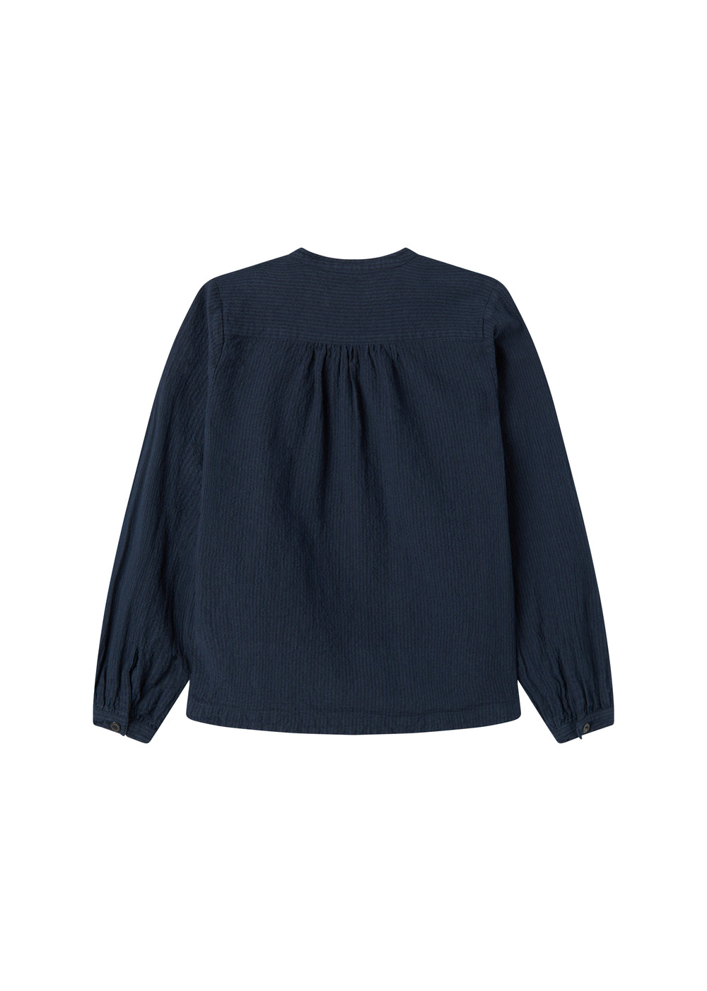 Mørkeblå bluse til kvinder set bagfra