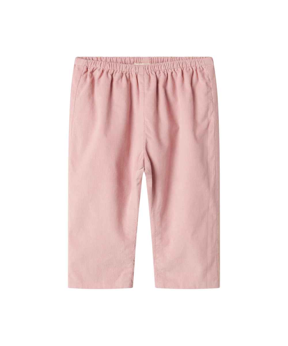 Lyserøde babyfløjl­sbukser med elastisk talje til børn