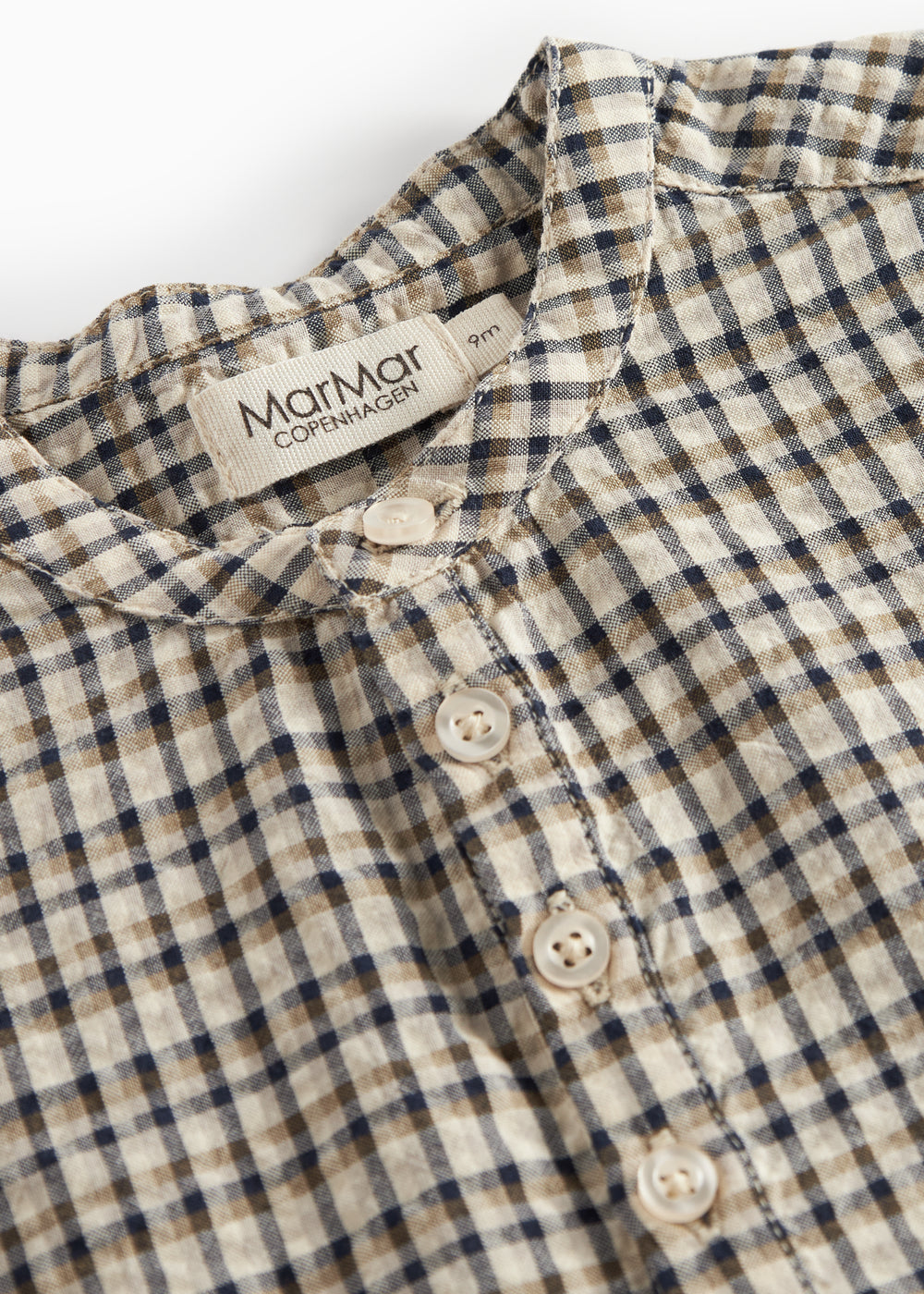 Brun ternet skjorte til børn i crepet bomuld