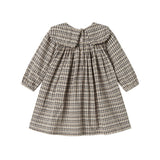 Brun ternet langærmet kjole til børn i crepet bomuld