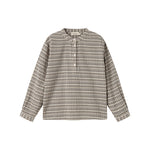 Brun ternet skjorte til børn i crepet bomuld