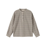 Brun ternet skjorte til børn i crepet bomuld