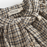 Brun ternet bluse til børn med sløjfedetalje i halsen