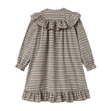 Brun ternet strikkjole til børn med flæser