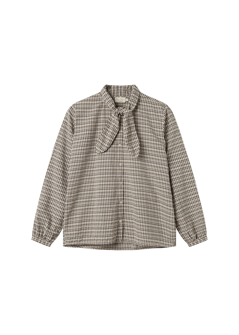 Brun ternet bluse til kvinder med sløjfe i halsen