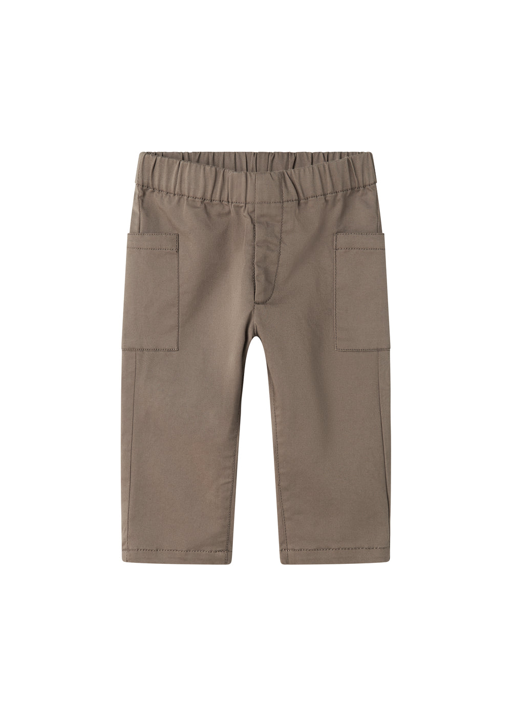 Bukser til børn i khaki med elastik i taljen og lommer foran