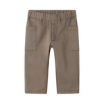 Bukser til børn i khaki med elastik i taljen og lommer foran