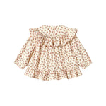 Kjole med blomstermønster og rund krave