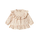 Kjole med blomstermønster og rund krave