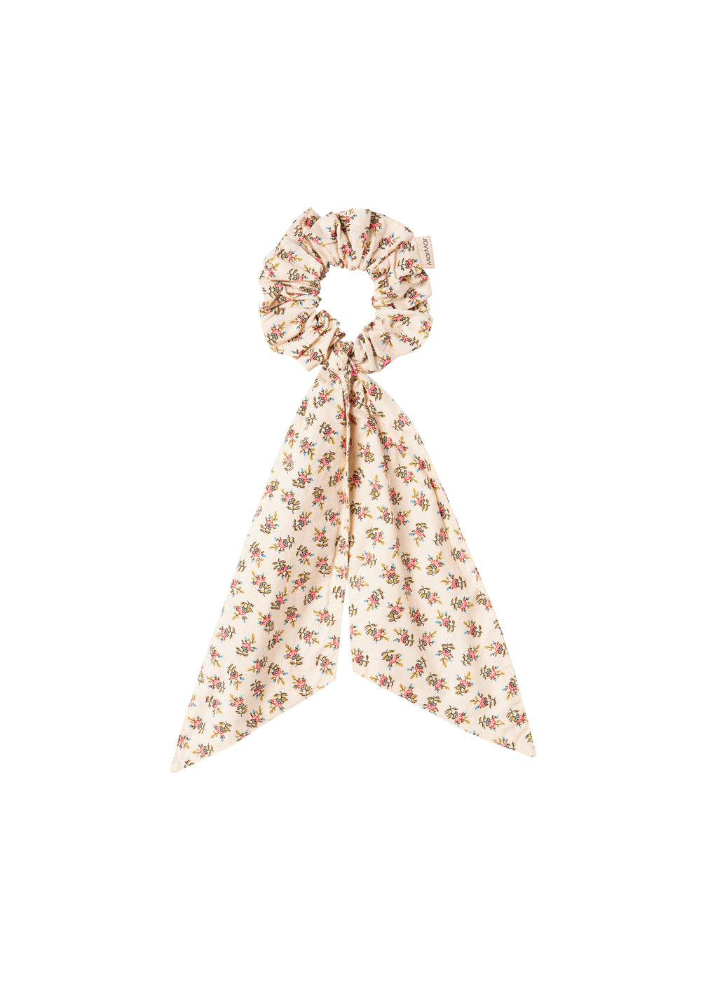 Hårelastik med blomsterprint og bindebånd