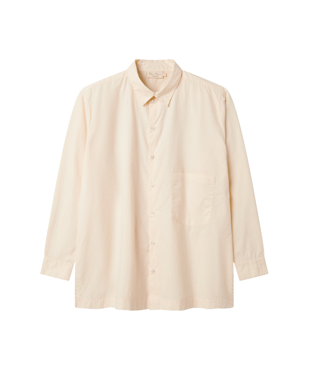 Bluse til kvinder i cremefarve med knaplukning og brystlomme