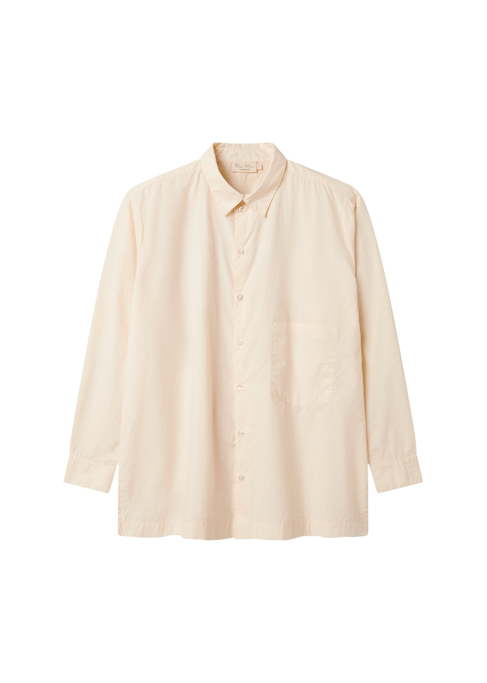 Bluse til kvinder i cremefarve med knaplukning og brystlomme