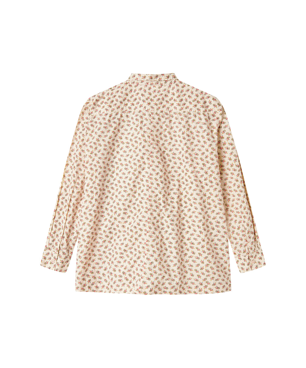 Blomstret skjorte til kvinder med lange ærmer og klassisk krave