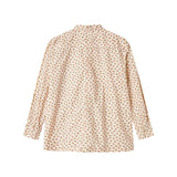 Blomstret skjorte til kvinder med lange ærmer og klassisk krave