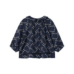 Mørkeblå blomstermønstret bluse til baby med lange ærmer