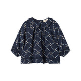 Mørkeblå blomstermønstret bluse til baby med lange ærmer