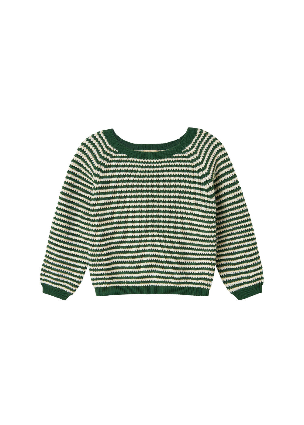 Grøn og hvid stribet striktrøje til børn