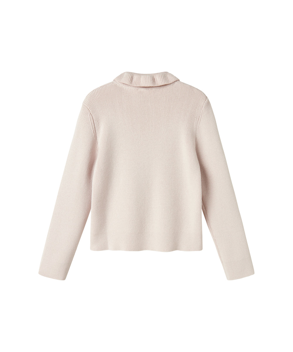 Hvid cardigan til børn med krave og knaplukning foran