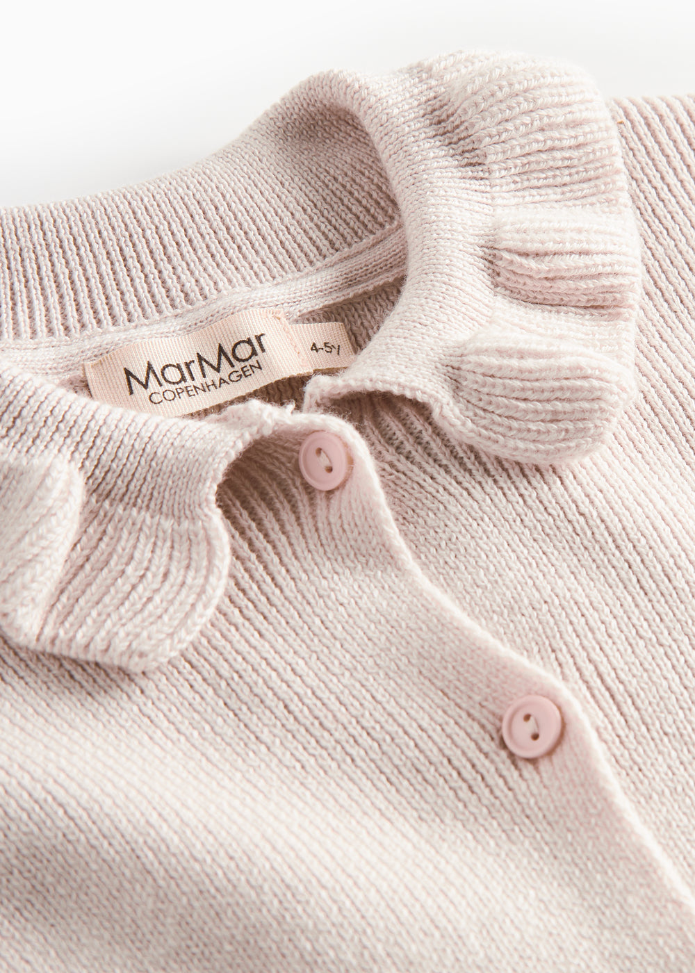 Offwhite cardigan til børn med krave og knaplukning foran