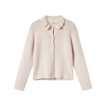 Hvid cardigan til børn med krave og knaplukning foran