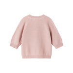 Lyserød strikket babycardigan med lange ærmer