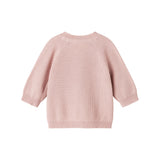 Lyserød strikket babycardigan med lange ærmer