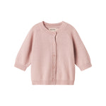Lyserød strikket babycardigan med lange ærmer
