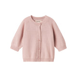 Lyserød strikket babycardigan med lange ærmer