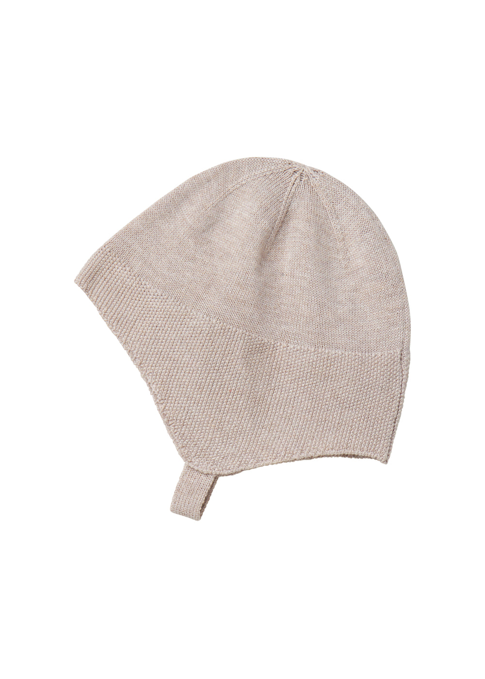 Beige strikket babyhue med lille rem
