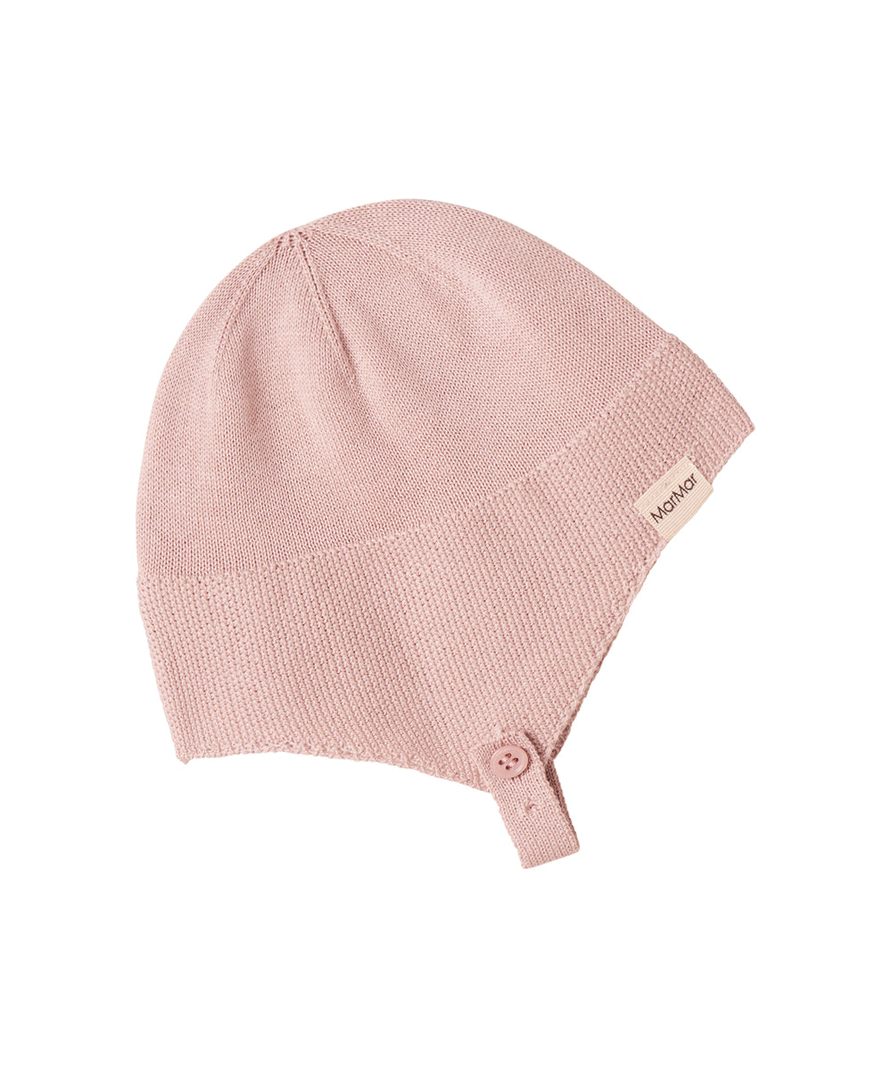 Lyserød hue i perlestrik til baby