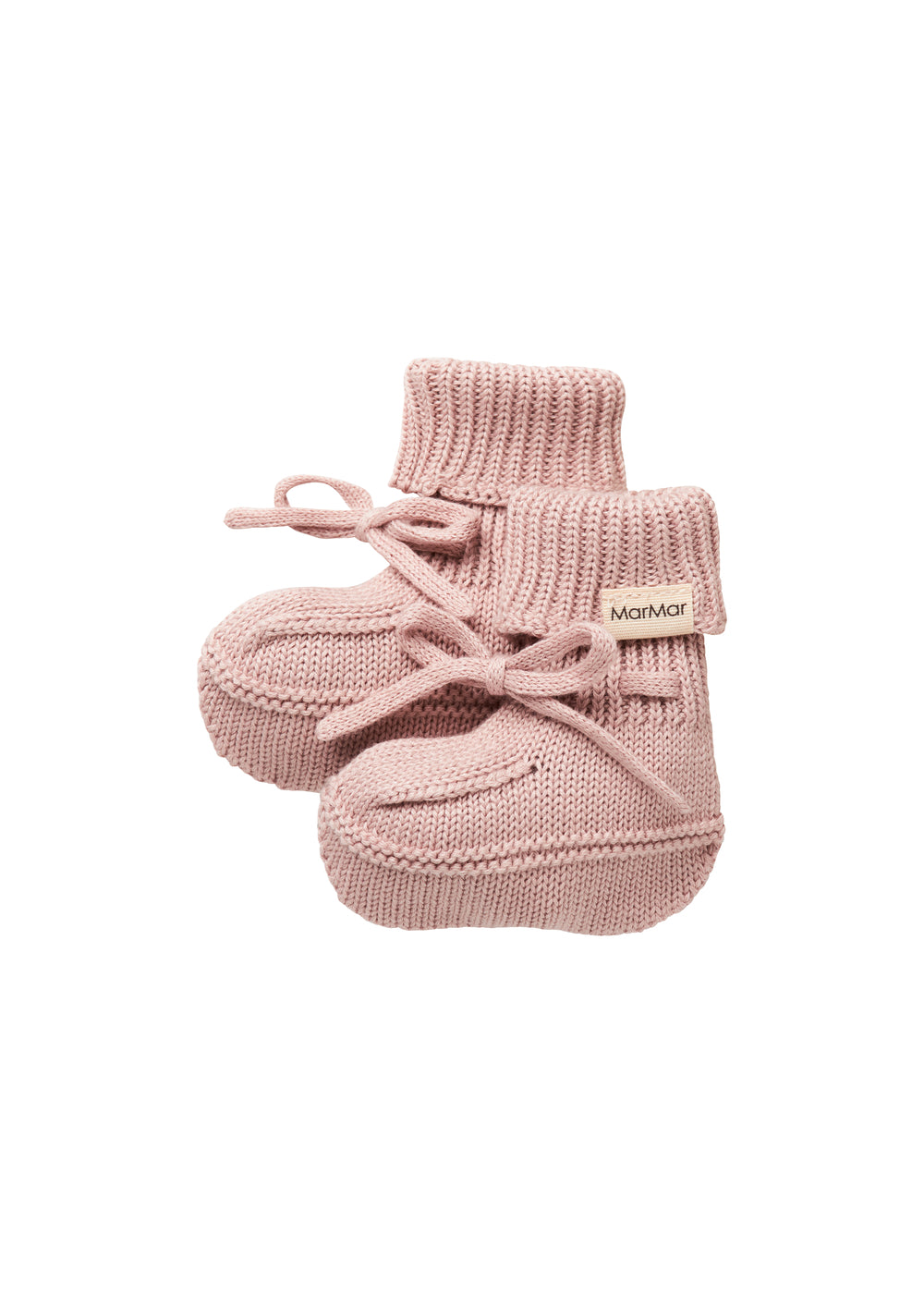 Lyserød strik babyfutter