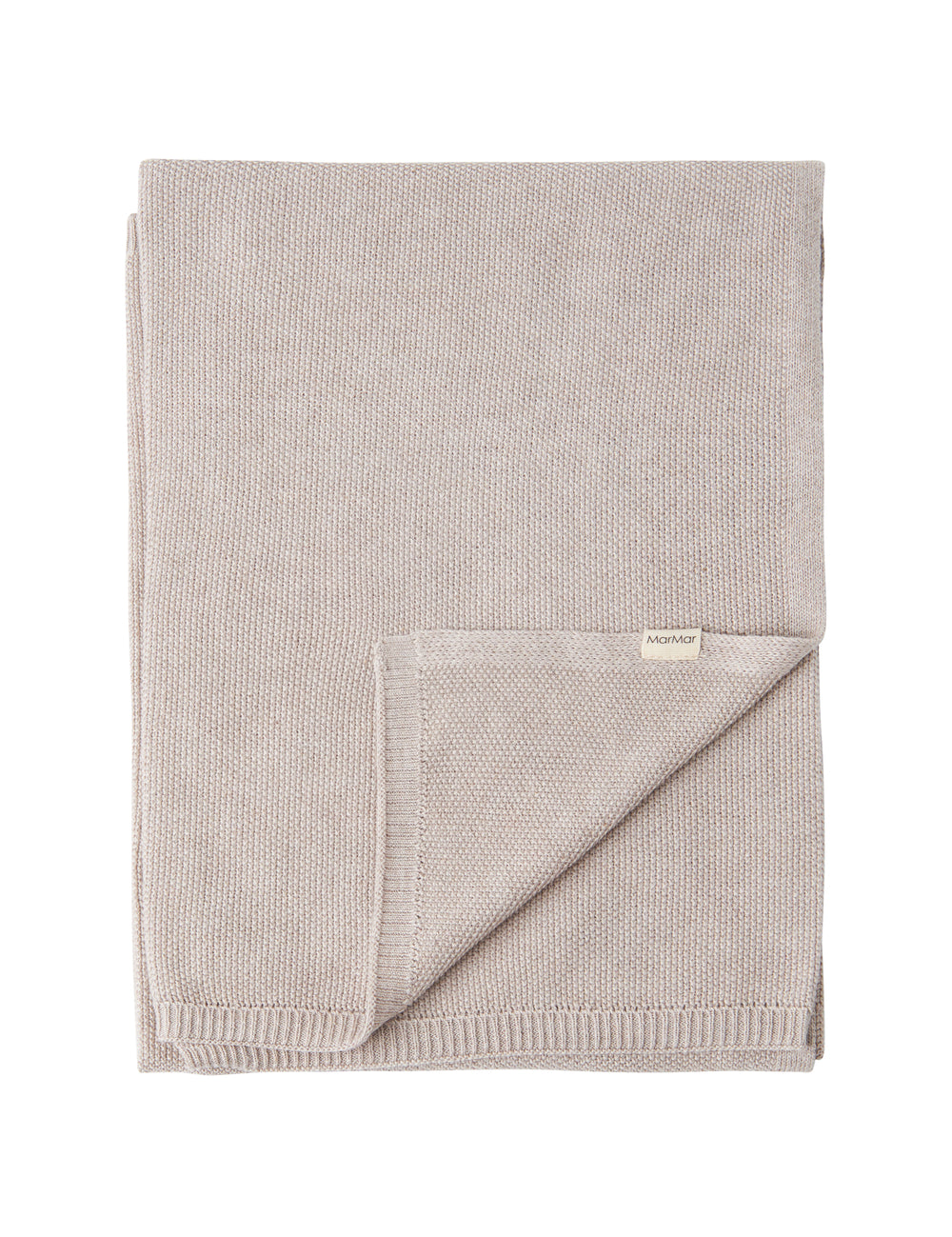 Beige strikket babytæppe