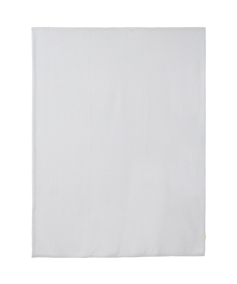 Grå strikket babytæppe