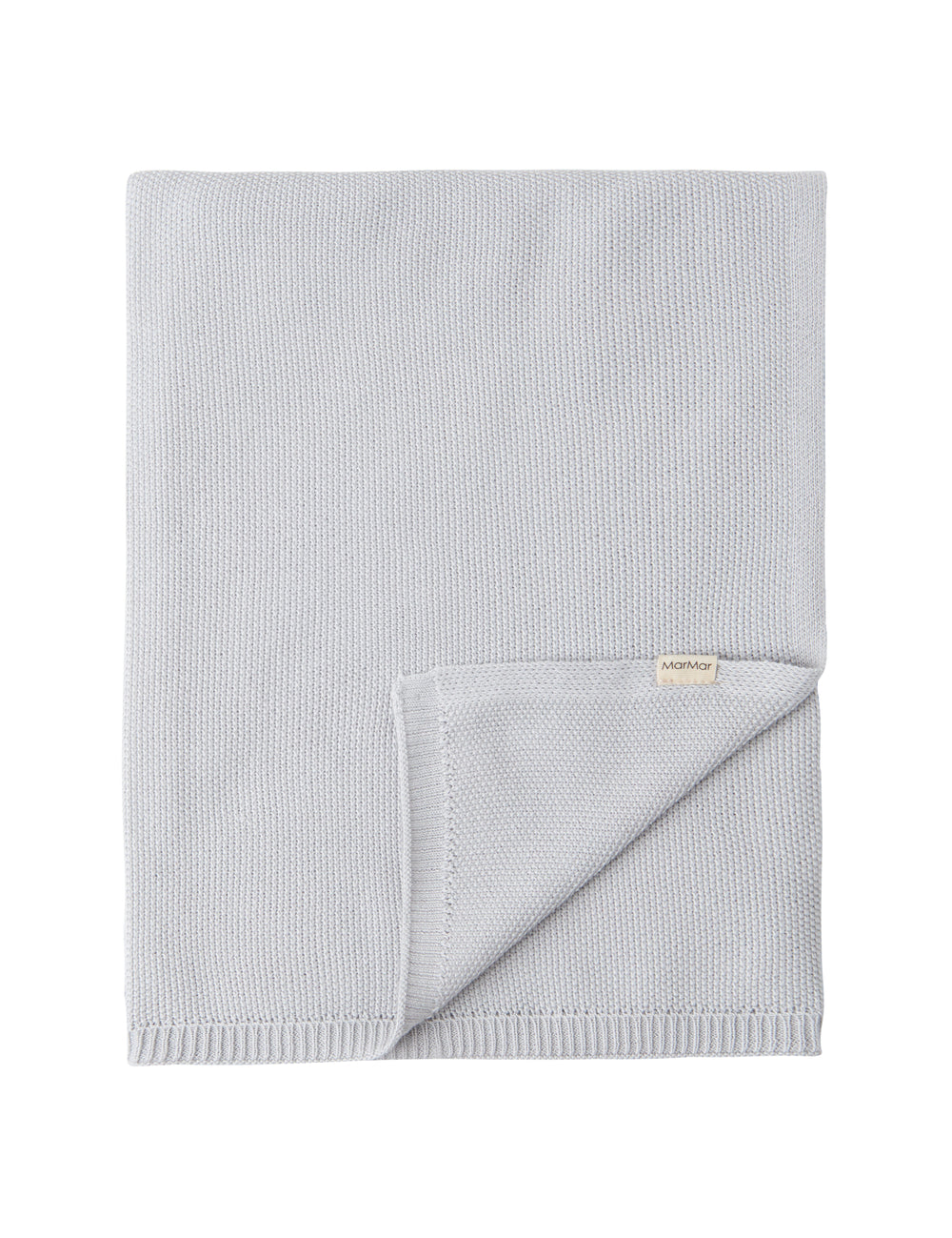Grå strikket babytæppe