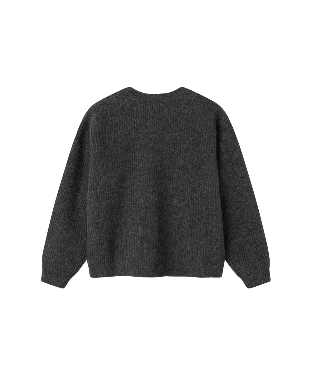 Mørkegrå strikbluse til kvinder med lange ærmer