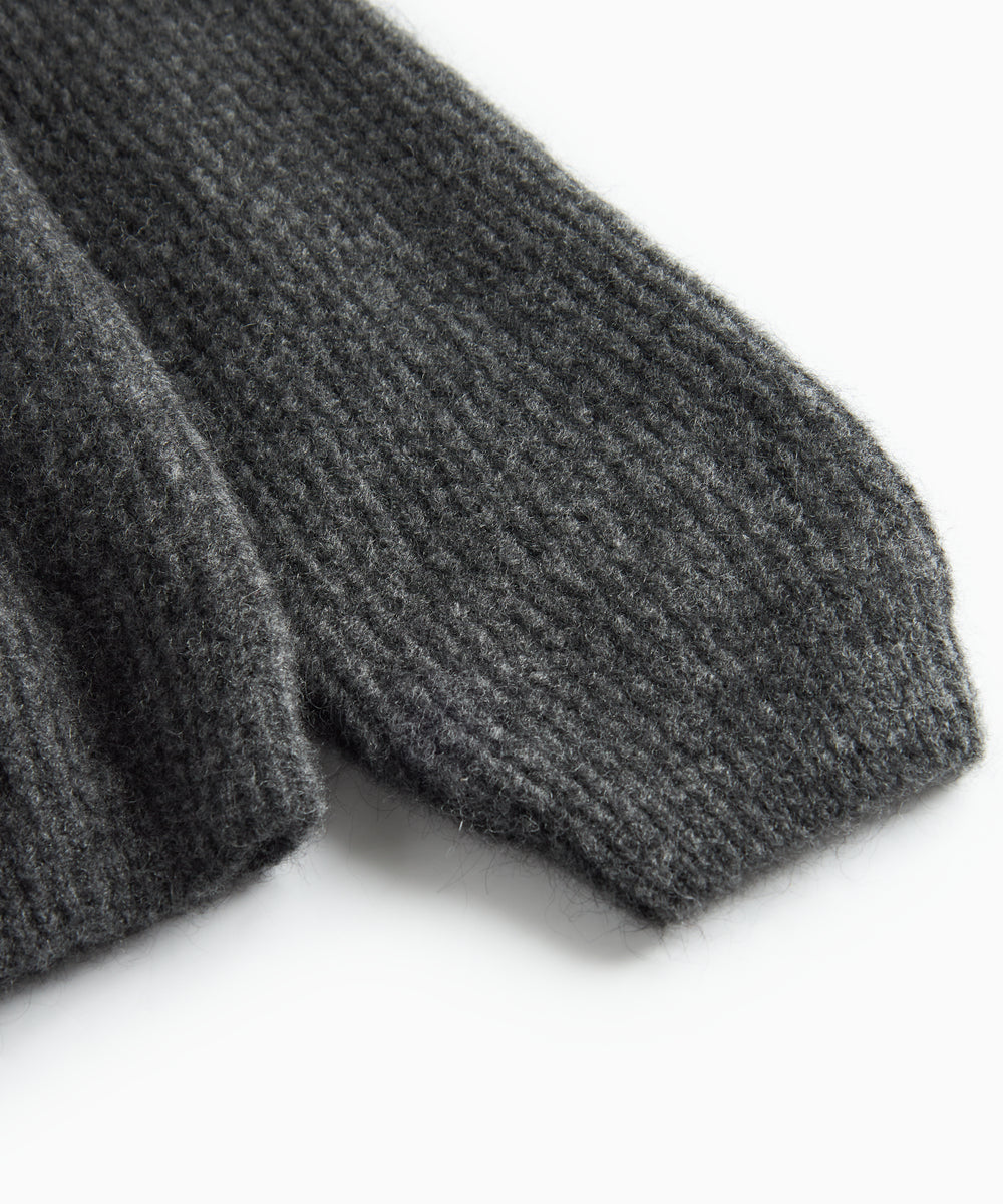 Mørkegrå strikbluse til kvinder med lange ærmer