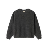 Mørkegrå strikbluse til kvinder med lange ærmer