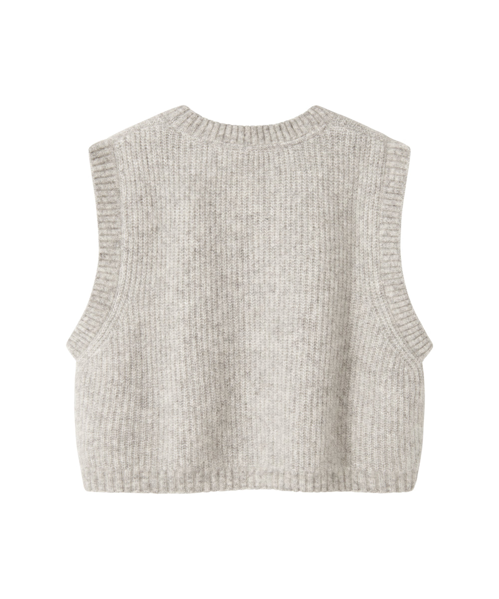 Grå strikvest til kvinder i blød uldblanding